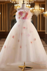 Unique High Low Flower Pink Tulle Sweetheart Semi Formal Prom Dress
